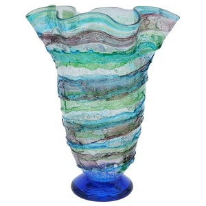 Jarrón GlassOfVenice de cristal de Murano Sbruffo Fazzoletto - verde aguamarina púrpura - Imagen 1 de 7