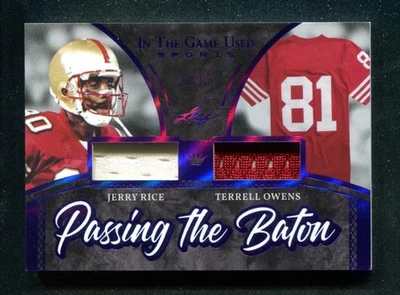 2020 ITG Dual Memorabilia Purple Spectrum #PTB-22 Jerry Rice Terrell Owens /12 - Image 1 of 2