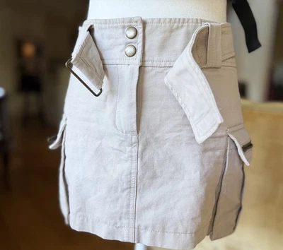 Vintage Arden B Low Rise Micro Mini Cargo Utility Skirt Beige Size 1 Y2K - Image 1 of 4