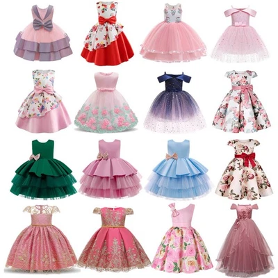 Flower Girls Baby Princess Bridesmaid Dress Party Wedding Dresses Kids Gifts HOT - Image 1 of 4