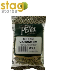 Whole Green Cardamon - Elaichi - Cardamom Pods Dried Premium - White Pearl - 50g - Picture 1 of 3