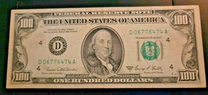 $100 Bill Old Small Face Series 1969 FRB Cleveland, OH (D06776474A) - Picture 1 of 8