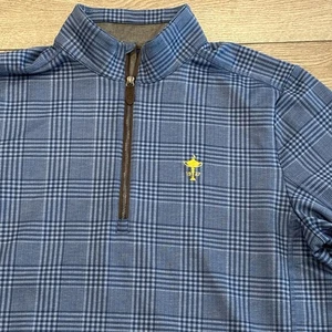 Vineyard Vines Jim Nantz 1/4 Zip Sweater Ryder Cup Blue Plaid Golf Preppy - Picture 1 of 8