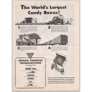 1944 Raiload Box Cars Largest Candy Box Print Ad General American Transportation - Picture 1 of 1