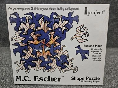 Vintage 1999 M.C. Puzzle Escher 28 Piezas Forma SOL Y LUNA Foto 1 de 4