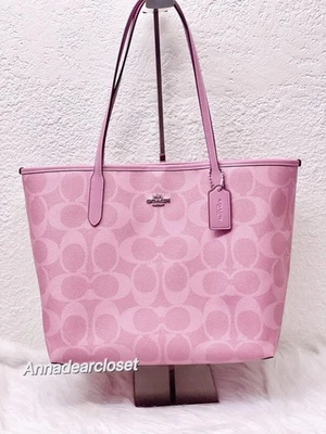 NWT Coach City Tote Bag In Signature Canvas CAL49 In Dusty Pink - Image 1 of 4