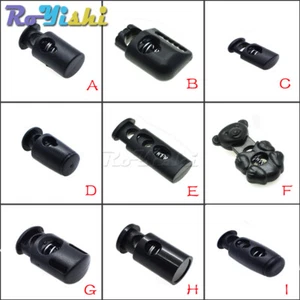 10pcs Cord Lock Toggle Clip Stopper Plastic Black For Bags/Garments - Picture 1 of 10