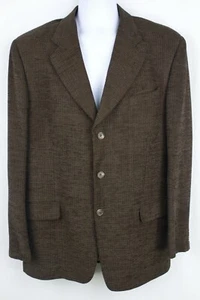Corneliani Mens Tweed Blazer Sport Coat Jacket Wool Blend Italy 44L Brown EU54L - Picture 1 of 12
