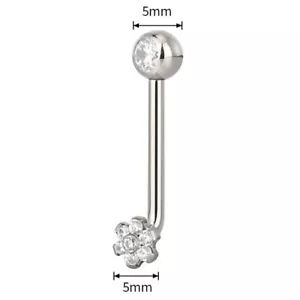 14G G23 Titanium Internally Threaded Flower CZ Christina Ring Hood VCH Barbell - Picture 1 of 3