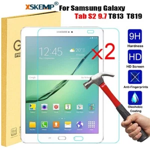 2Pcs Samsung Tab S2 9.7 T813 T819 Tempered Glass Screen Protector Anti Shatter - Picture 1 of 14