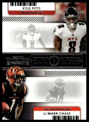 2021 Panini Contenders #RN-KPI Kyle Pitts / Ja'Marr Chase Round Numbers - Image 1 of 2