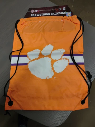 Officially Licensed Clemson Tigers Drawstring Logo Back Pack Orange Cover