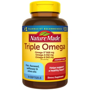 Nature Made Triple Omega 3-6-9 Softgels, 74 Count - Picture 1 of 8