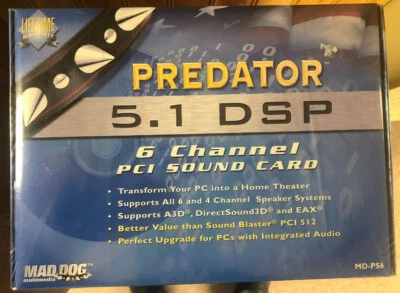 New Sealed In Box MAD DOG Predator 5.1 DSP 6 Channel PCI Sound Card - Image 1 of 4
