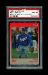 1991 NOLAN RYAN STAR #5 ALL STAR STATS GLOSSY PSA 8