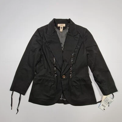 John Varvatos Converse Damen Blazer Schwarz XS Schnürärmel Baumwolle Jacke - Bild 1 von 4