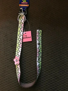 Rosa & grüne Herzen & Diamanten Hundehalsband mit silberner Schnalle - Medium - Bild 1 von 2