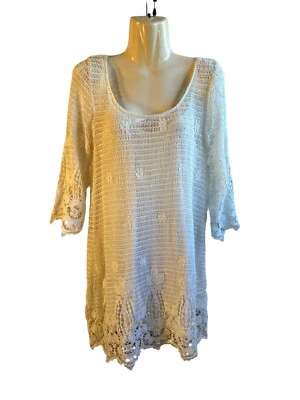American Eagle Outfitters Womens Sz SP Cream Boho Hippie Crochet Mini Dress NWT - Image 1 of 4