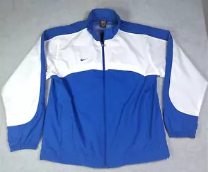 Vtg Nike Jacket Mens Medium Windbreaker Y2K Mesh Lined White Blue Full Zip NWT - Picture 1 of 11