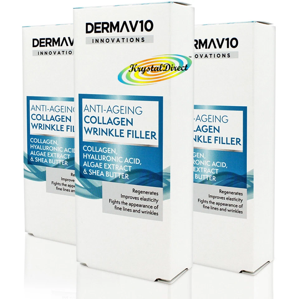 3x Derma V10 Innovations Anti Ageing Collagen Wrinkle Filler 15ml - Image 1 of 1