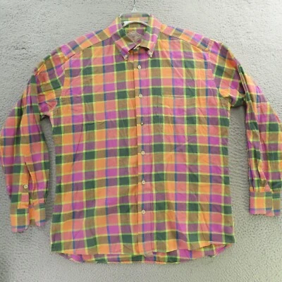 Camisa Bills Khakis Para Hombre Grande Naranja Rosa Cuadros Manga Larga Lino Calce Clásico Foto 1 de 4