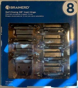 Brainerd ~ Self Closing 3/8” Inset Hinge ~ Satan Nickel ~ 8 Pack ~ Brand New - Picture 1 of 3