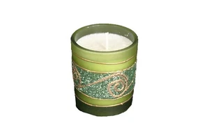 GLITTER SWIRL GREEN Design VOTIVE Candle (CLOSEOUT) - Picture 1 of 1