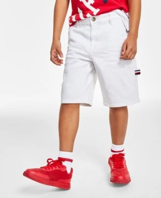 Tommy Hilfiger Big Boys Shorts Denim Carpenter Shorts 90s Logo Flag White - Image 1 of 4