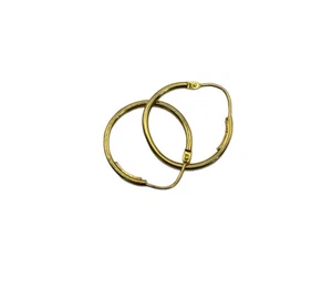 18ct 18k Yellow Gold Plain Polished Round Hook Hoop Earrings 18mm 1.28 Grams New - Picture 1 of 7