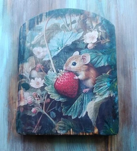 Tagliere Decorativo Decorazione Casa Interni Topo con Fragola Regalo per Lei - Foto 1 di 11