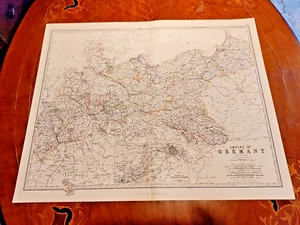 c1879 Large Antique Map K Johnston General Atlas Empire Germany Northern Colour - Picture 1 of 1
