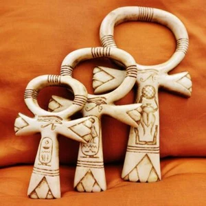 SET of 3 Amazing Antique Handmade Egyptian Wall Plaque Ancient Cross ANKH Statue - Picture 1 of 4