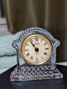 VINTAGE  CRYSTAL LEGENDS BY GODINGER DESK CLOCK TAIWAN, 24% LEAD CRYSTAL Works - Picture 1 of 12