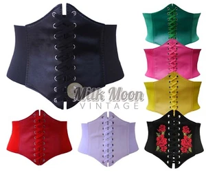 *SECONDS* PUNK GOTH ELASTIC CINCH WIDE CORSET BELT LACED STEAMPUNK VINTAGE STYLE - Picture 1 of 13