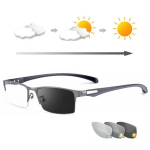 Photochromic Gunmetal Progressive Multifocal Reading Glasses Anti-blue Magnifier - Picture 1 of 12