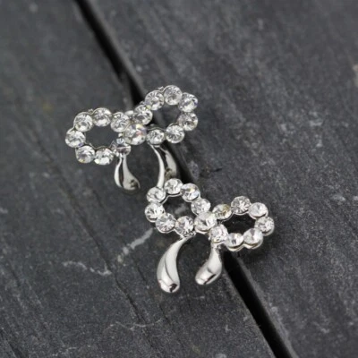 Women's 18K White Gold / Gold GP Cute Crystal Bowknot Stud Earrings Lovely Gifts — 第 1/4 张图片