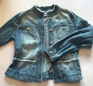 Women's BB Dakota Colletta Denim Peplum Jacket, Size Large - Light Blue Size L - Picture 1 of 24