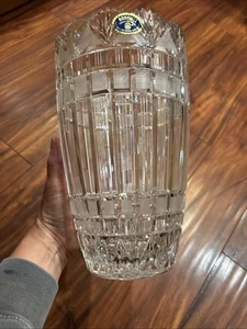 Bohemia Czech Hand Cut Crystal Metropolitan Design Bohemian Vase 10” HEAVY! - Picture 1 of 22