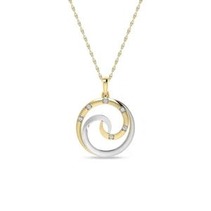 Diamond Swirl Pendant Necklace – 0.03 CTTW Natural Diamond in 10K Two-Tone Gold - Picture 1 of 6