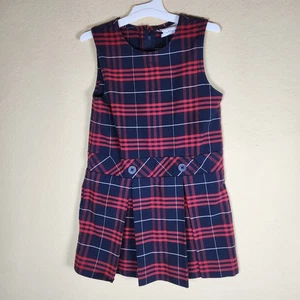 Vintage Girls Becky Thatcher School Uniform Dress , Sz 6 Plaid Kick Pleat Jumper - Picture 1 of 6