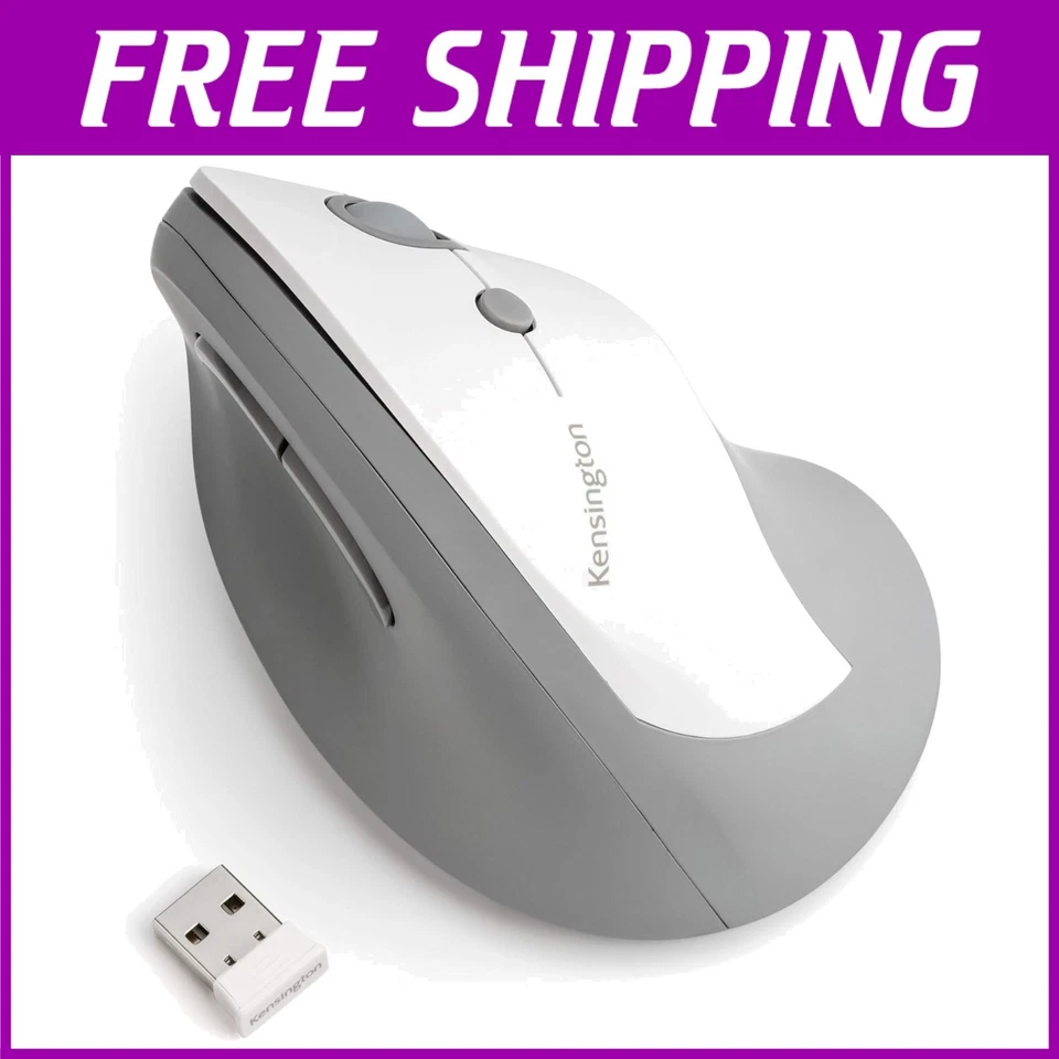 Lightweight Pro Fit Ergo Vertical Mouse - Gray & White, Ideal for Home/Office - Image 1 of 4