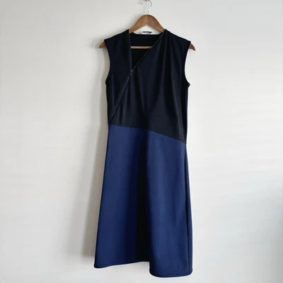 Vestido midi Jil Sander color bloque cremallera sin mangas talla 36 mediano azul negro Foto 1 de 4