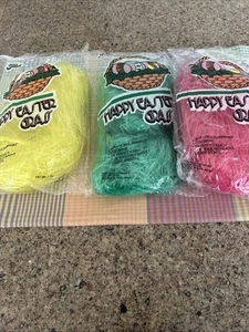 Vintage Easter Grass Made in USA Green Yellow &Pink  Lot of  3 Easter Unlimited - Picture 1 of 9