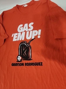 Grayson Rodriguez Gas 'Em Up SGA T-Shirt XL Baltimore Orioles 4/11/23 Orange MLB - Picture 1 of 17