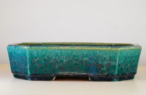 Japanese Bonsai Pot Tokoname AIBA KOYO 9.4"(24cm) Green Glazed Rectangle Y908 - Picture 1 of 11