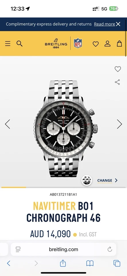 Brand New Breitling Navitimer 46mm B01 With Box RRP$14090 - image 1 of 1