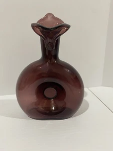 Blenko Glass Purple Amethyst Doughnut Pulpit Vase Vintage 7” Purple - Picture 1 of 6