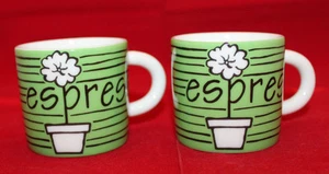 Cathay Pacific Airways Airline Porcelain 2 Espresso Coffee Mug Cups Set Green - Picture 1 of 12