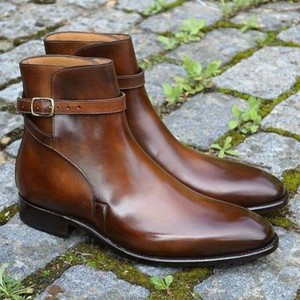 Handmade Men brown Jodhpurs leather boots, Men ankle leather boots, Men boots