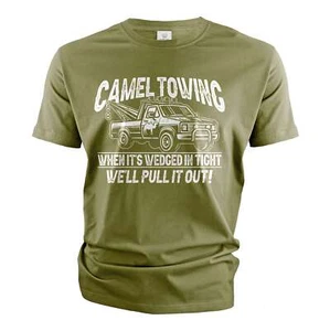 Men's Funny Camel towing T-shirt double meaning humor humorous tee joke shirt - Picture 1 of 8